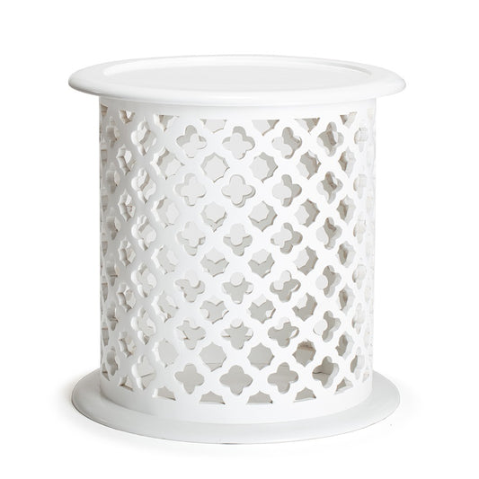 Hamptons MDF Wood Quatrefoil Side Table 46cm