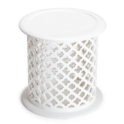 Hamptons MDF Wood Quatrefoil Side Table 46cm - Image 2