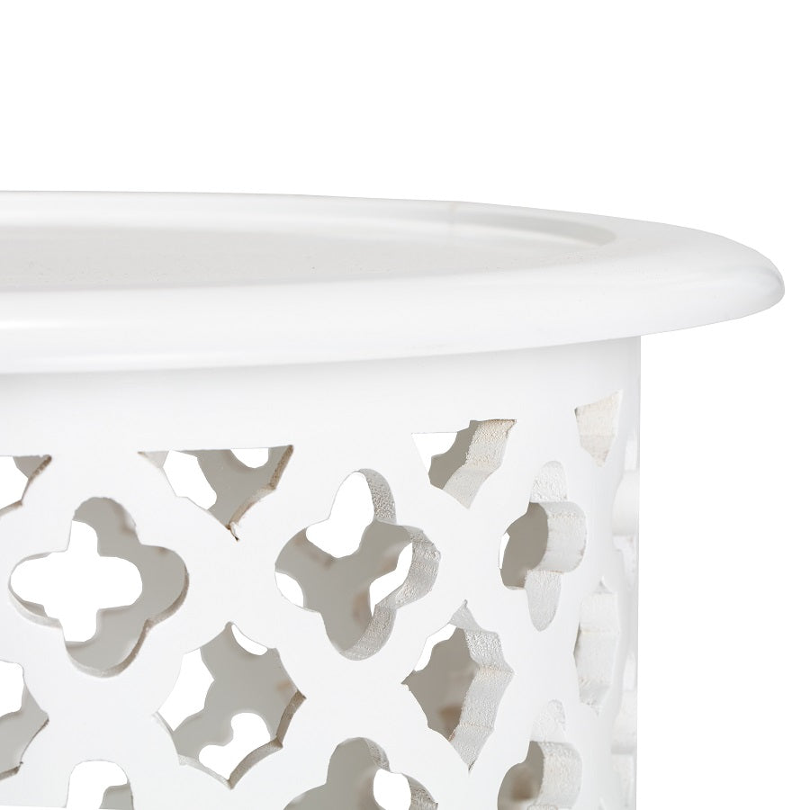 Hamptons MDF Wood Quatrefoil Side Table 46cm - Image 3