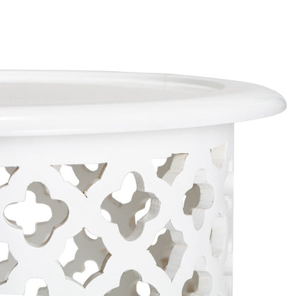 Hamptons MDF Wood Quatrefoil Side Table 46cm - Image 3