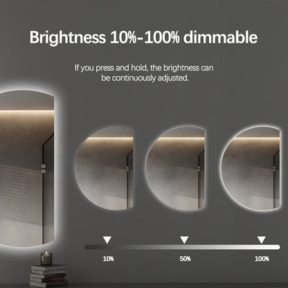 Right Cut Moon LED Mirror 77cm x 110cm Frameless Backlit Wall Mirror