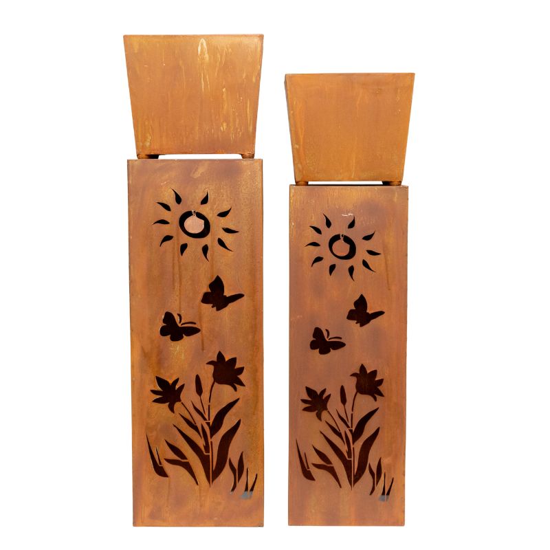 Set 2 Nested Square Pilla Rust 'Sunsihine' Planters 93cm, 86cm - Image 2