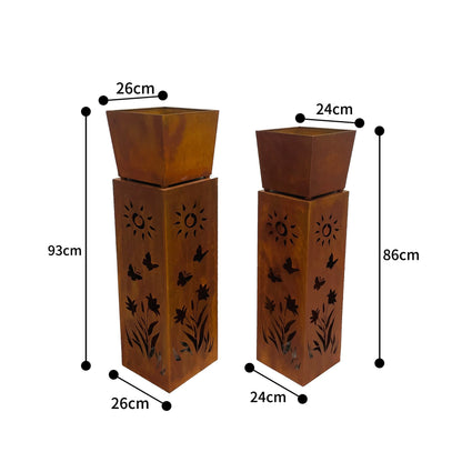 Set 2 Nested Square Pilla Rust 'Sunsihine' Planters 93cm, 86cm - Image 5