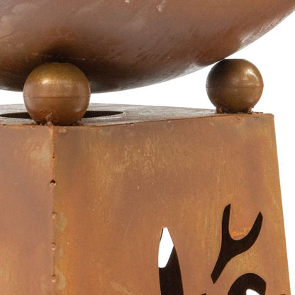 Set 2 Nested Tapered Pillar Rust 'Leaves' Planters 83cm, 77cm - Image 4