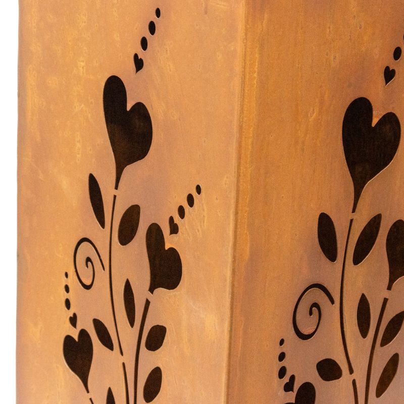 Set 2 Nested Square Pillar Rust 'Hearts' Panters 93cm, 86cm - Image 3