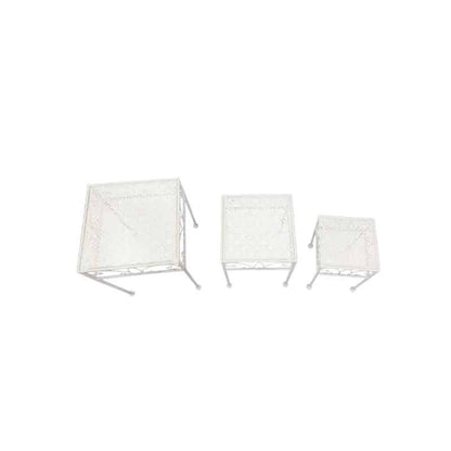 Set 3 Bordeaux Square Tables / Potplant Stands 38cm, 33cm, 28cm - Image 4