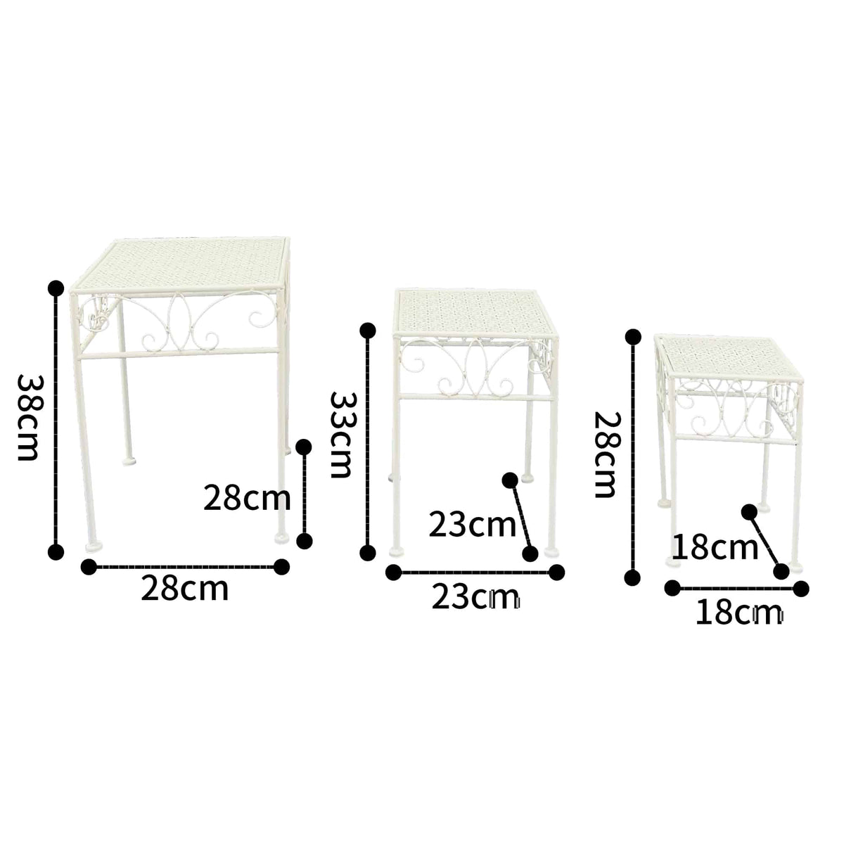 Set 3 Bordeaux Square Tables / Potplant Stands 38cm, 33cm, 28cm - Image 5