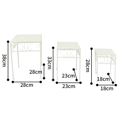 Set 3 Bordeaux Square Tables / Potplant Stands 38cm, 33cm, 28cm - Image 5