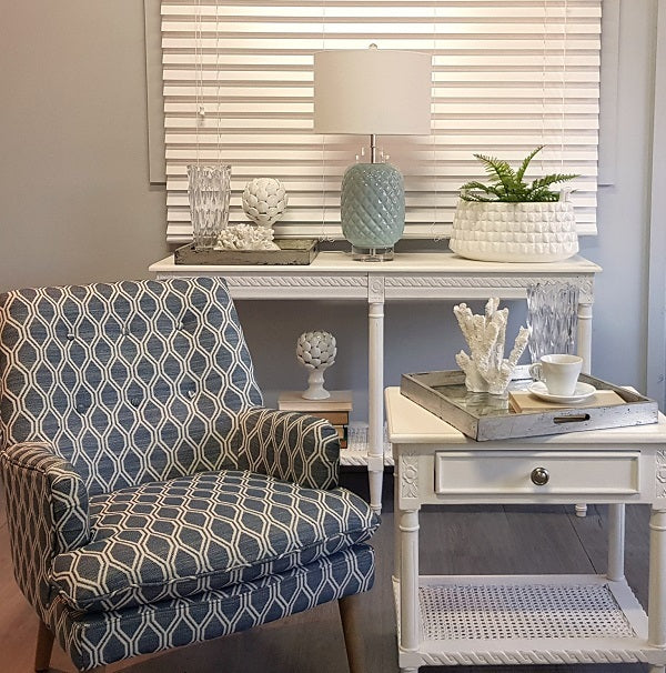Polo Side Table / Bedside White with Shelf 60cm