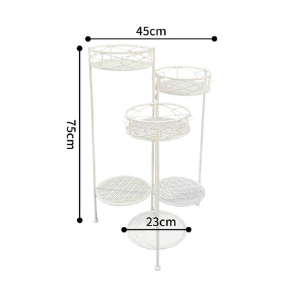 Bordeaux 3 Tier Round Potplant Stand w Bottom Shelf 77cm - Image 5