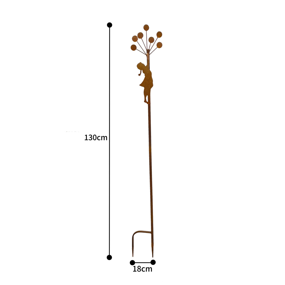 Rust Girl w Balloons Garden Stake 125cm - Image 5