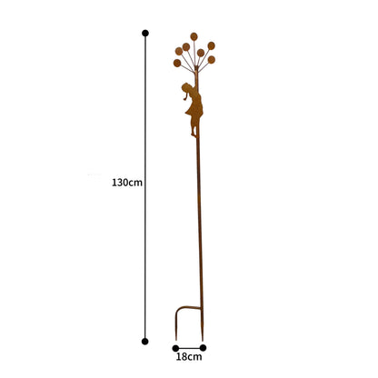 Rust Girl w Balloons Garden Stake 125cm - Image 5