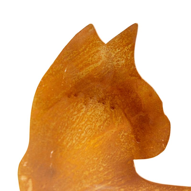 Rust Cat + Butterfly Ornament on Base 50cm