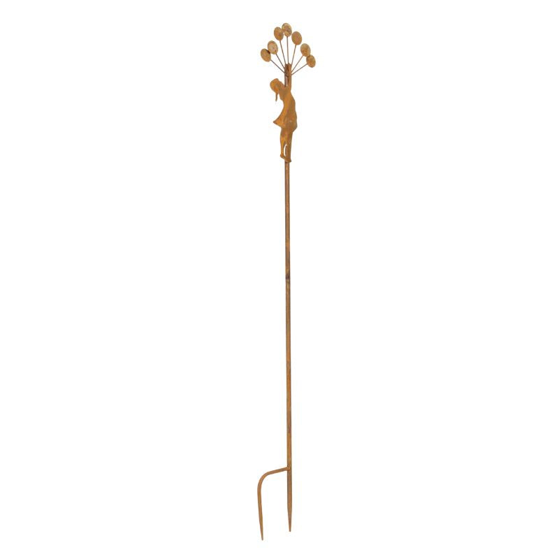 Rust Girl w Balloons Garden Stake 125cm - Image 3