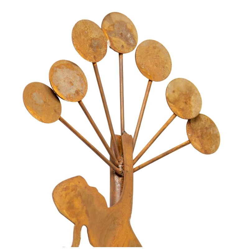 Rust Girl w Balloons Garden Stake 125cm - Image 4