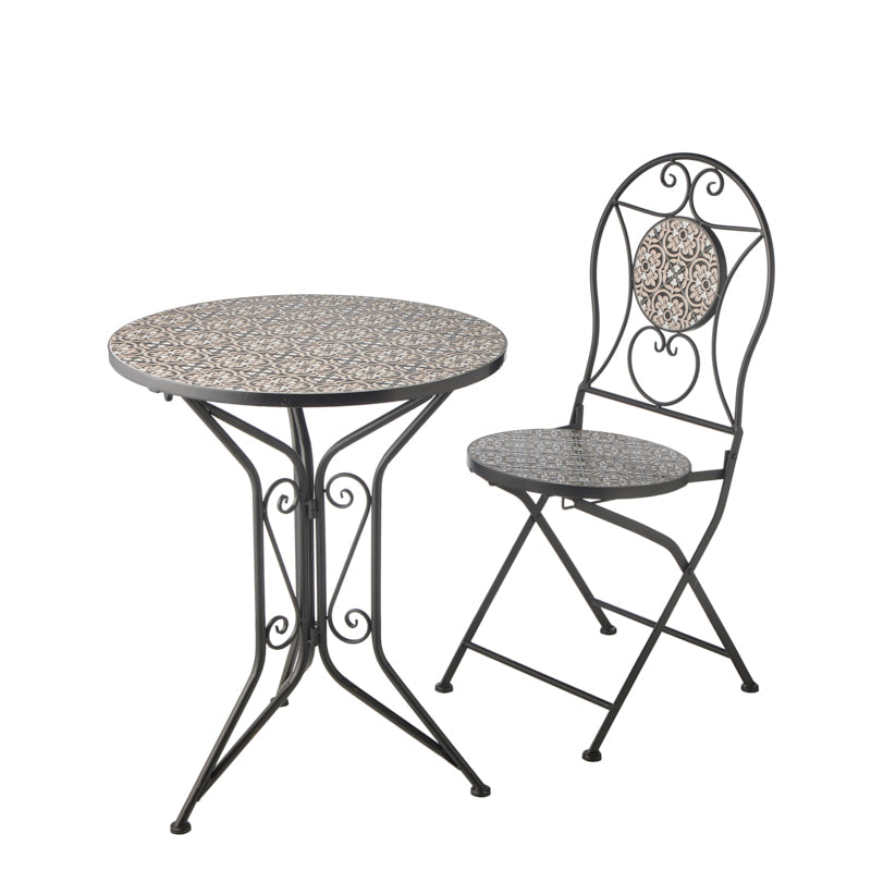 Black Mosaic Bistro Table and 2 Chairs Set