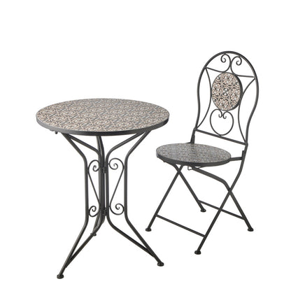 Black Mosaic Bistro Table and 2 Chairs Set