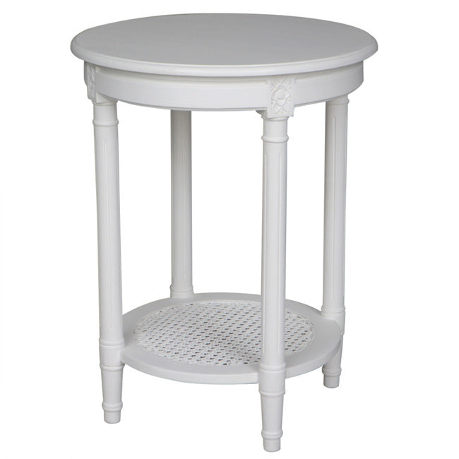 Polo Occasional Round Table w Rattan Shelf 65cm