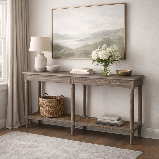 Polo Long Classic Console with Shelf Oak Wash 140cm