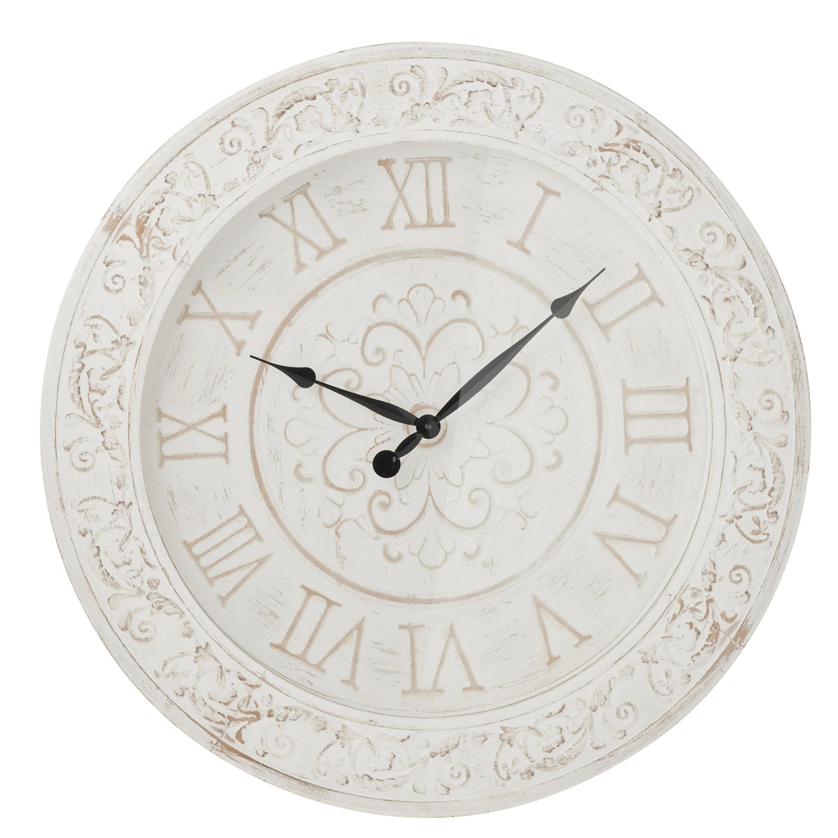 White On White Classic Glass Fronted Clock 70cm