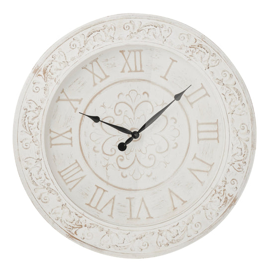 White On White Classic Glass Fronted Clock 70cm