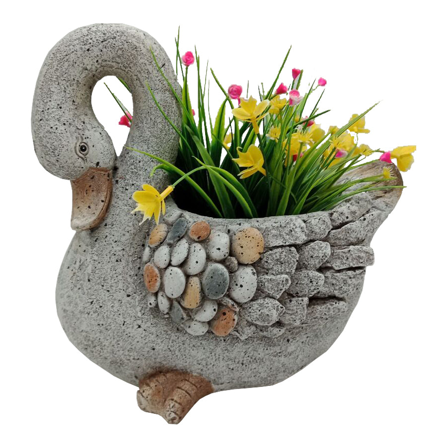 Stony Swan Planter w/ hole & plug 31x30cm