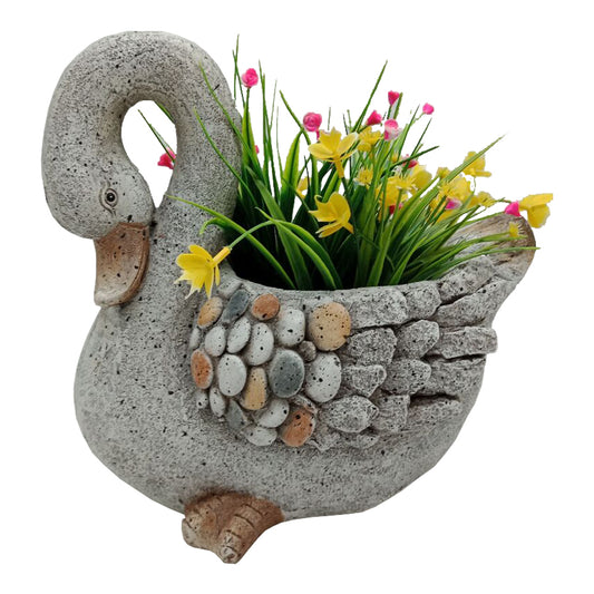 Stony Swan Planter w/ hole & plug 31x30cm