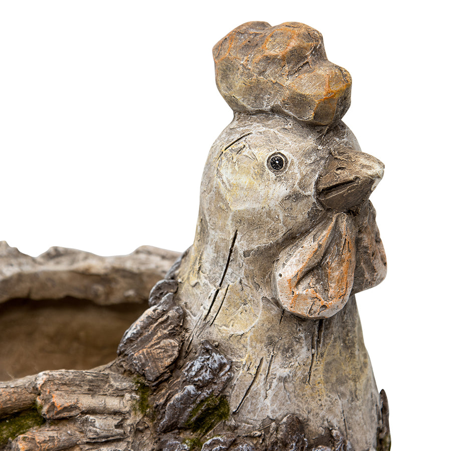 Rustic Rooster Planter w Hole & Plug 31cm - Image 4