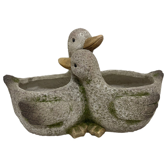 Cuddling Ducks Planter w/ Hole & Plug 42x24cm