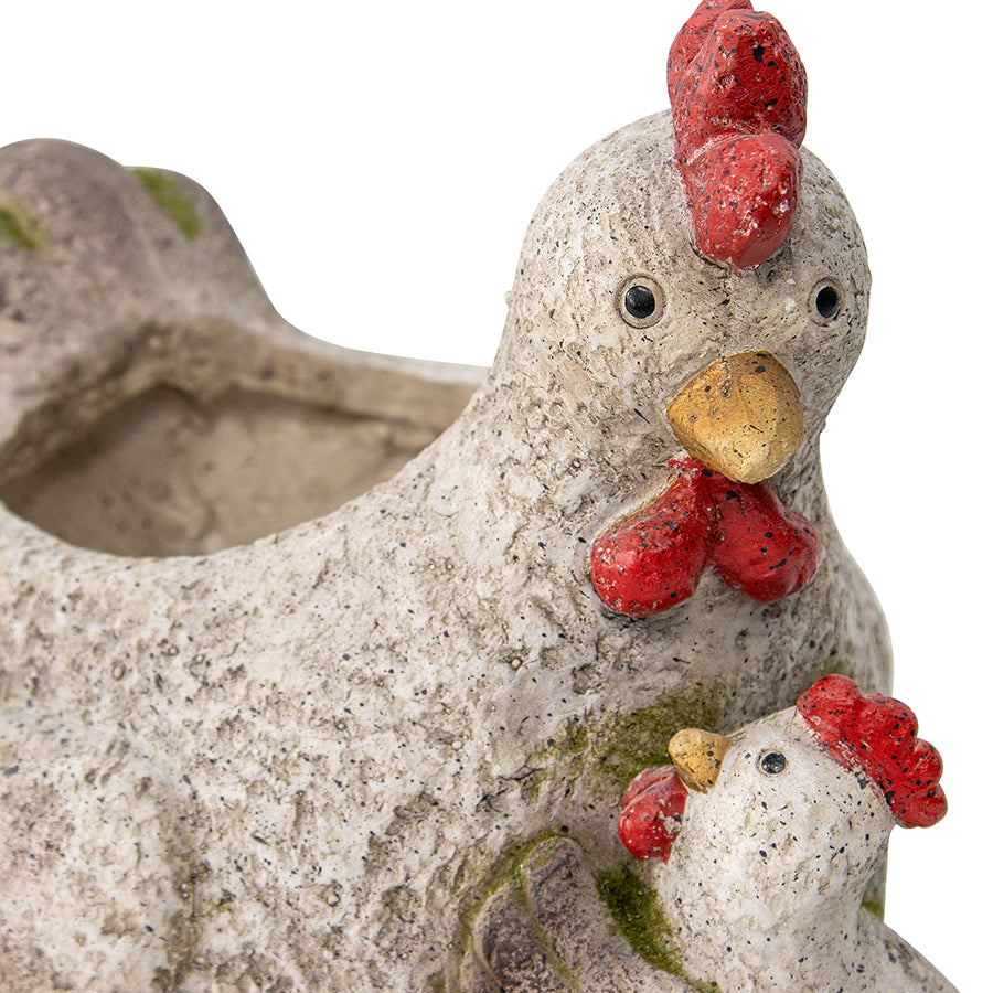 Chicken With Chick Planter W  Hole & Plug 37x29cm - Image 3