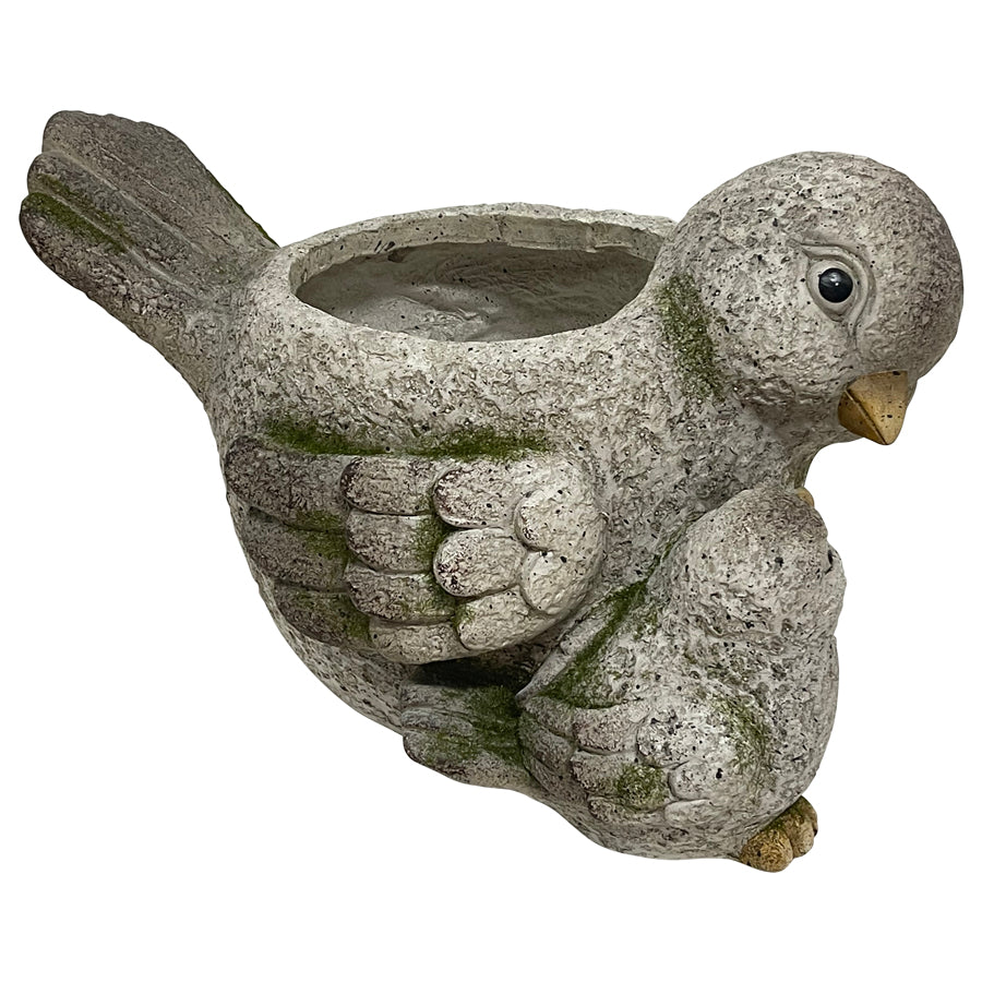 Bird with Baby Planter w/ Hole & Plug 38x24cm