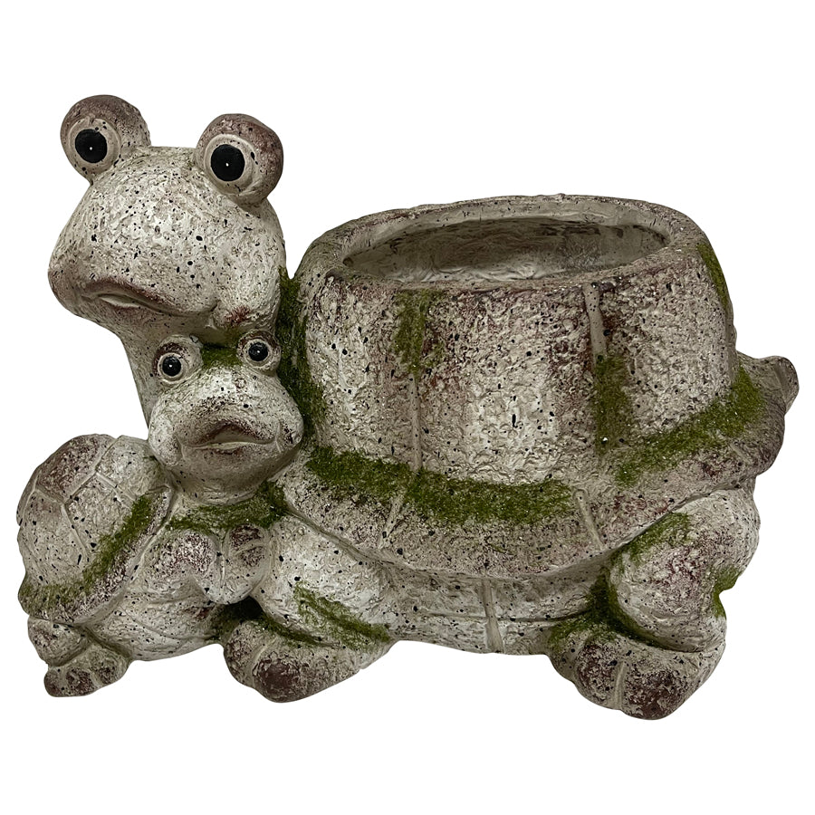 Tortoise with Baby Planter w/ Hole & Plug 38x26cm