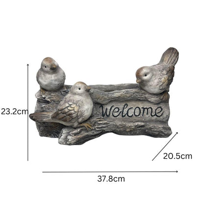 Welcome W 3 Birds Planter W  Hole & Plug 38x23cm - Image 4