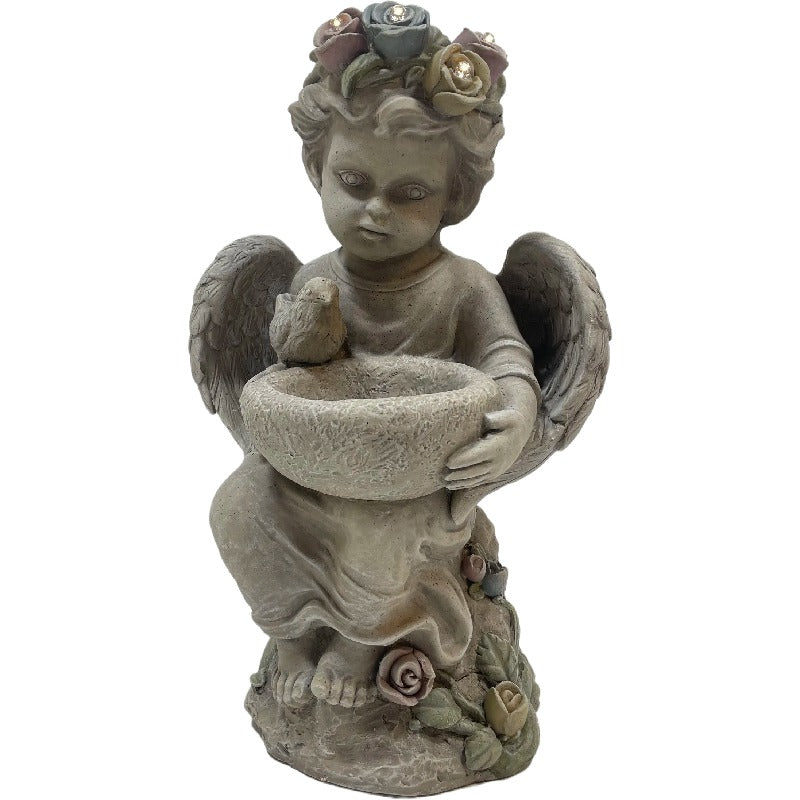 Angel Garden Birdfeeder w Solar Lights 48cm