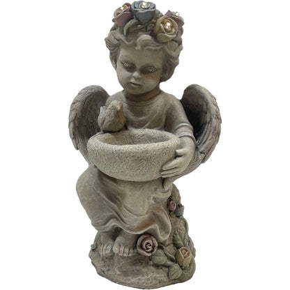 Angel Garden Birdfeeder w Solar Lights 48cm