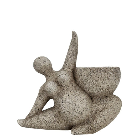 Arty Yoga Lady Planter w Hole + Plug 22cm - Image 2