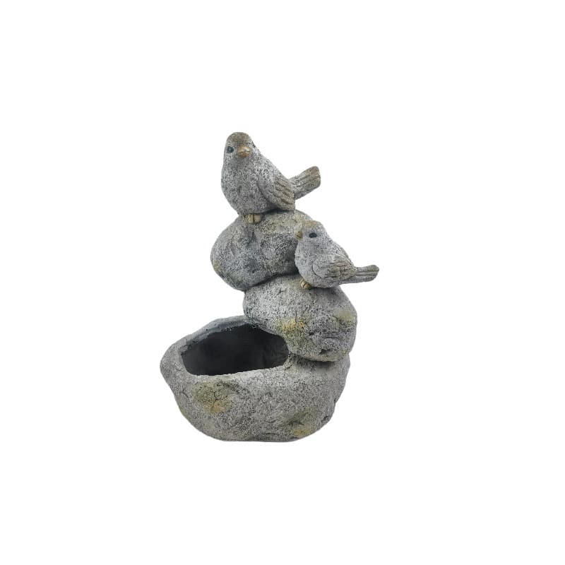 Perched Birds On Stones Planter w Hole + Plug 40cm - Image 3