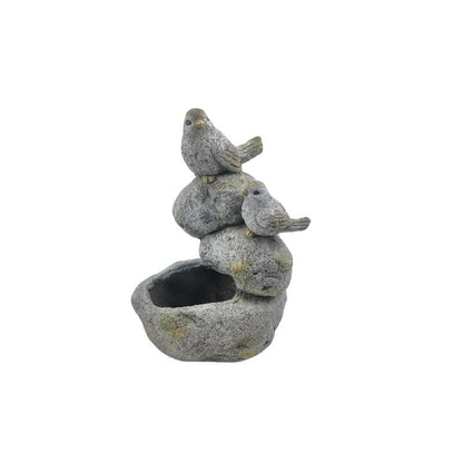 Perched Birds On Stones Planter w Hole + Plug 40cm - Image 3