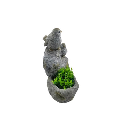 Perched Birds On Stones Planter w Hole + Plug 40cm - Image 4