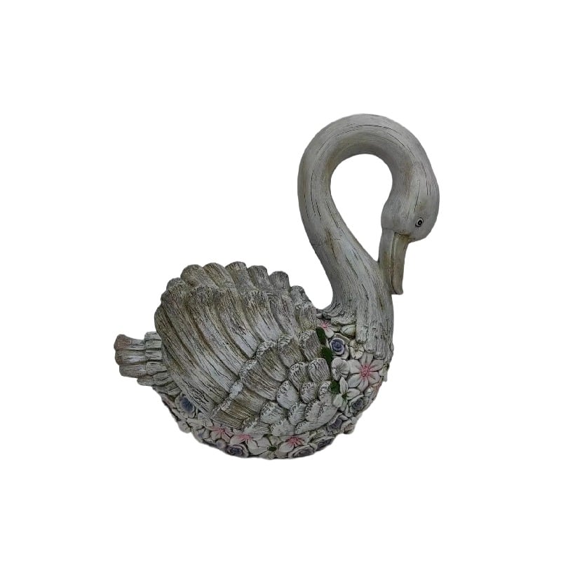 Swan + Flowers Planter w Hole + Plug 52cm - Image 2