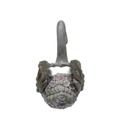 Swan + Flowers Planter w Hole + Plug 52cm - Image 3