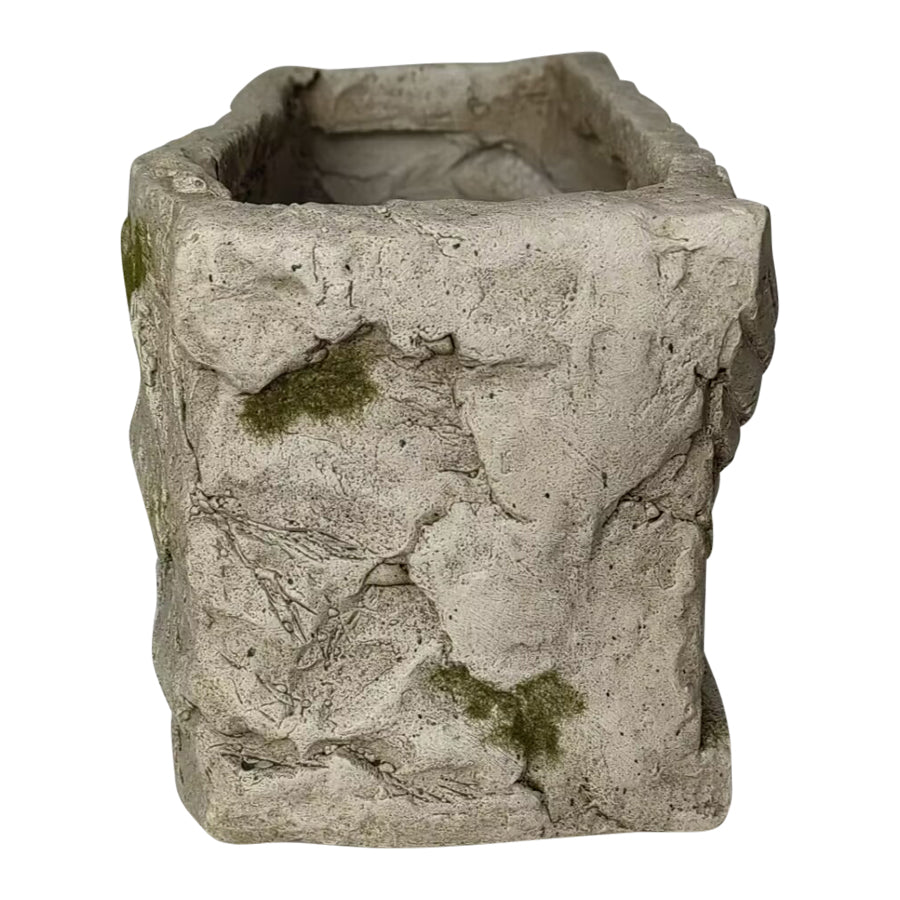 Aged Rectangular Planter w Angel 37cm - Image 3