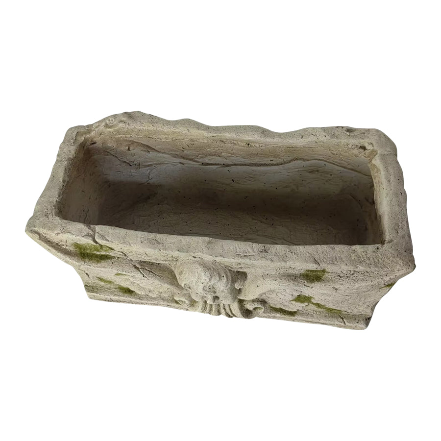 Aged Rectangular Planter w Angel 37cm - Image 4