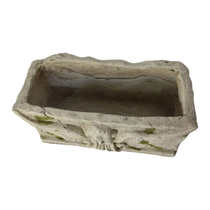 Aged Rectangular Planter w Angel 37cm - Image 4