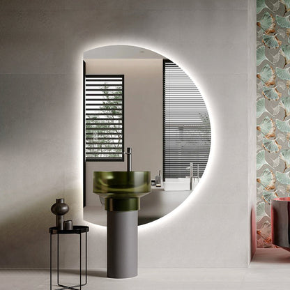 Left Cut Moon LED Mirror 77cm x 110cm Frameless Backlit Wall Mirror