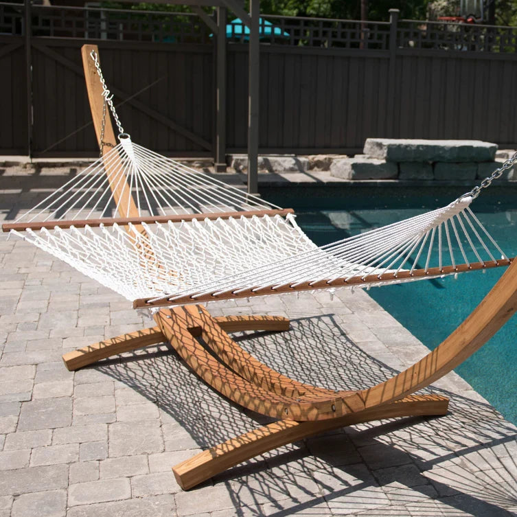 Vivere Polyester Rope Spreader Bar Hammock - White
