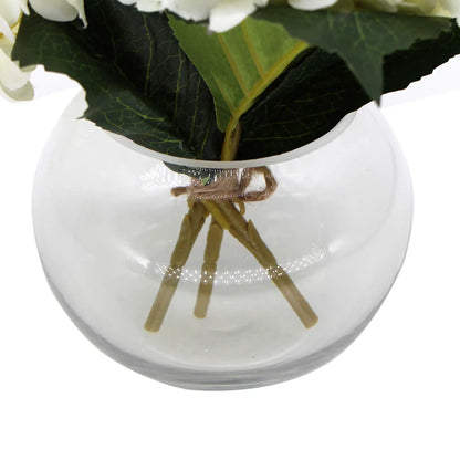 Premium Faux Hydrangea with Glass Vase (Artificial Flowering White Hydrangea) 23cm - Image 3