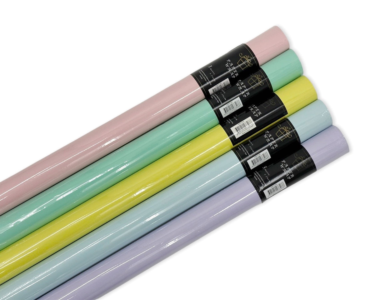 bulk 50 Pastel Colour Gift Wrap 70cmx3m 38cm Core Cols 60gsm