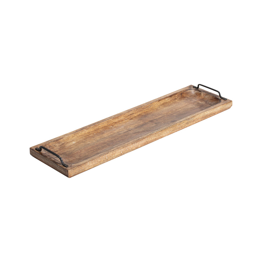 Handcrafted Long Tray w Black Handles 70cm