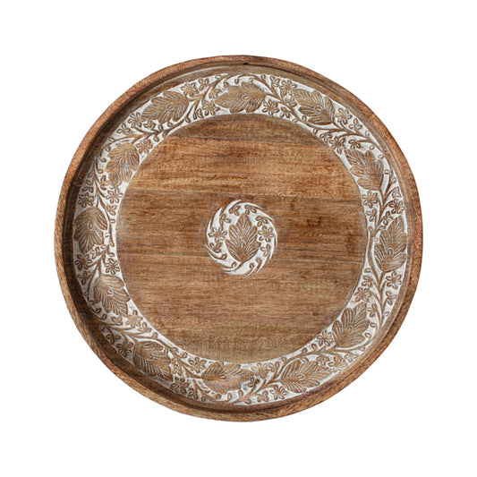 Handcrafted Mangowood Round Table Wall Hanging Tray 60cm